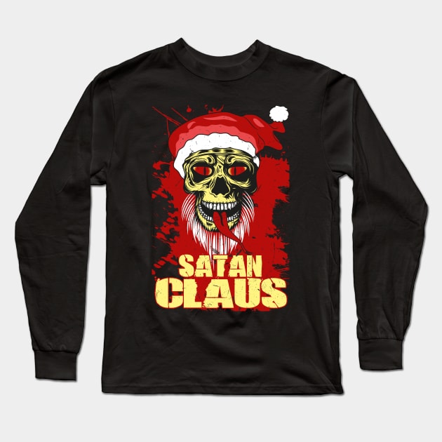 Santa Satan Claus Long Sleeve T-Shirt by RockabillyM